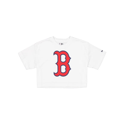 Boston Red Sox Summer Women's White Cropped Jersey T-Shirt