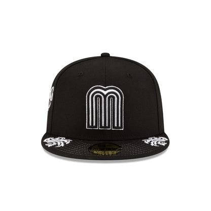 Mexico Baseball Script Black and White 59FIFTY Fitted Hat