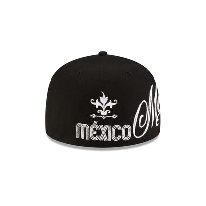 Mexico Baseball Script Black and White 59FIFTY Fitted Hat