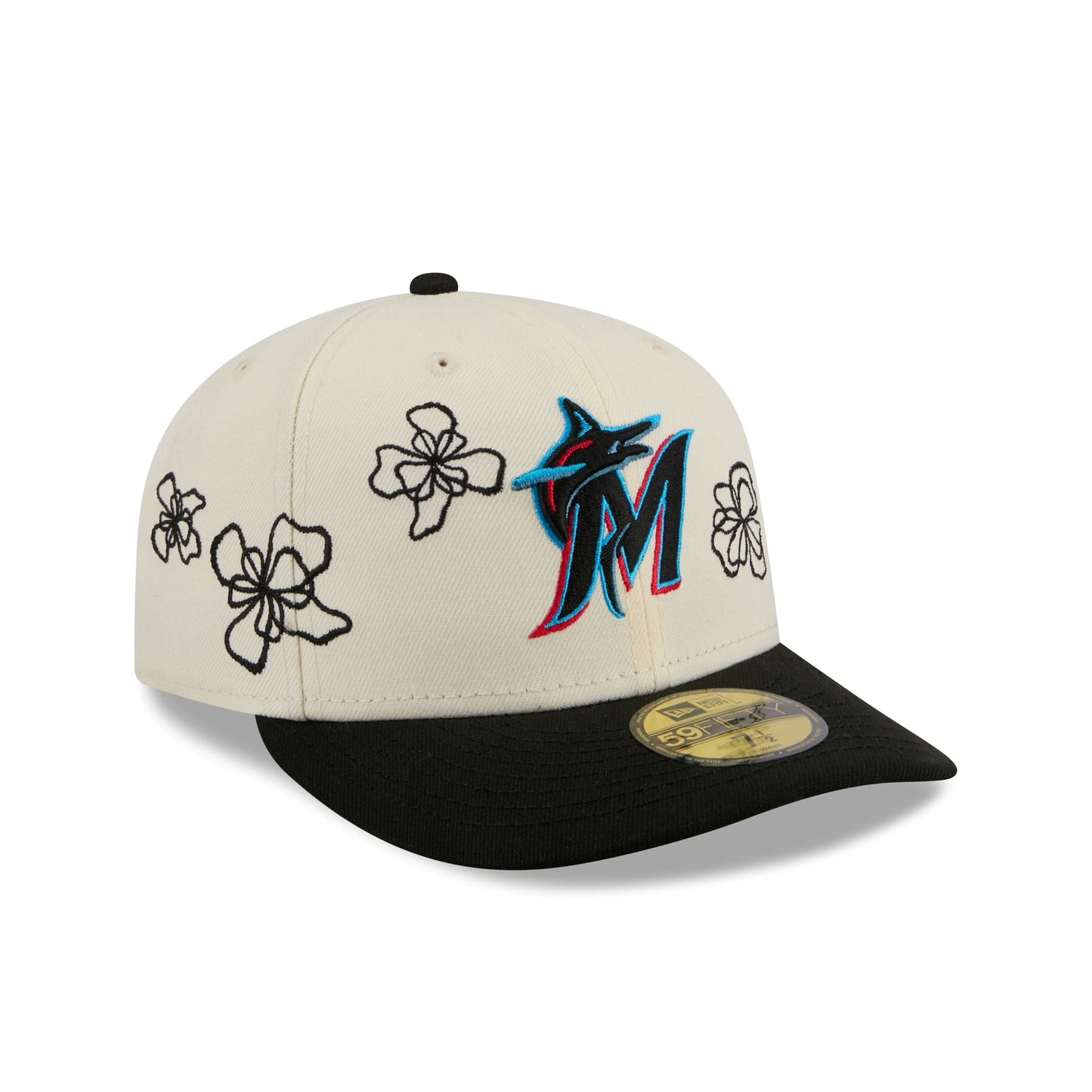 Miami Marlins Floral Outline 59FIFTY Fitted Hat