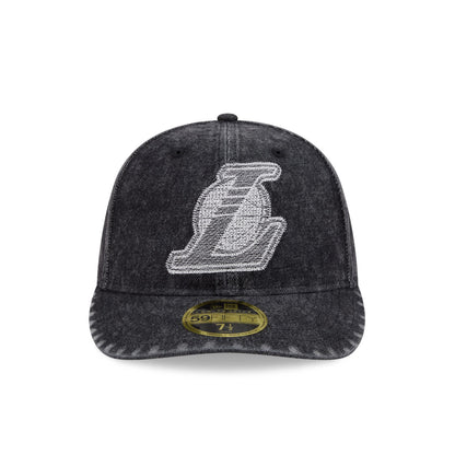 Los Angeles Lakers Black Denim Low Profile 59FIFTY Fitted Hat