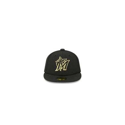 Miami Marlins Gold Logo Mini 59FIFTY Fitted Hat